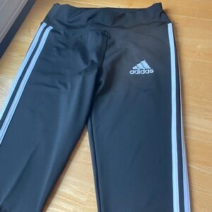 Adidas Kids Black Leggings with White Stripes